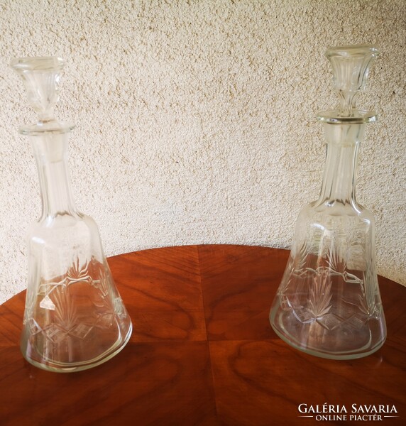 Antik vörös boros dugós üvegek likörös palackok, karaffa Szecessziós eredeti csiszolt üvegek Videó