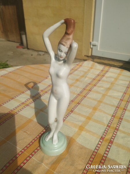 Aquincum porcelain, body painted, hair straightening female nude for sale!