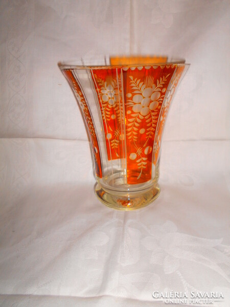 Bider style glass vase with polished decoration