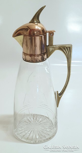 Art Nouveau copper liqueur jug, carafe, pouring spout