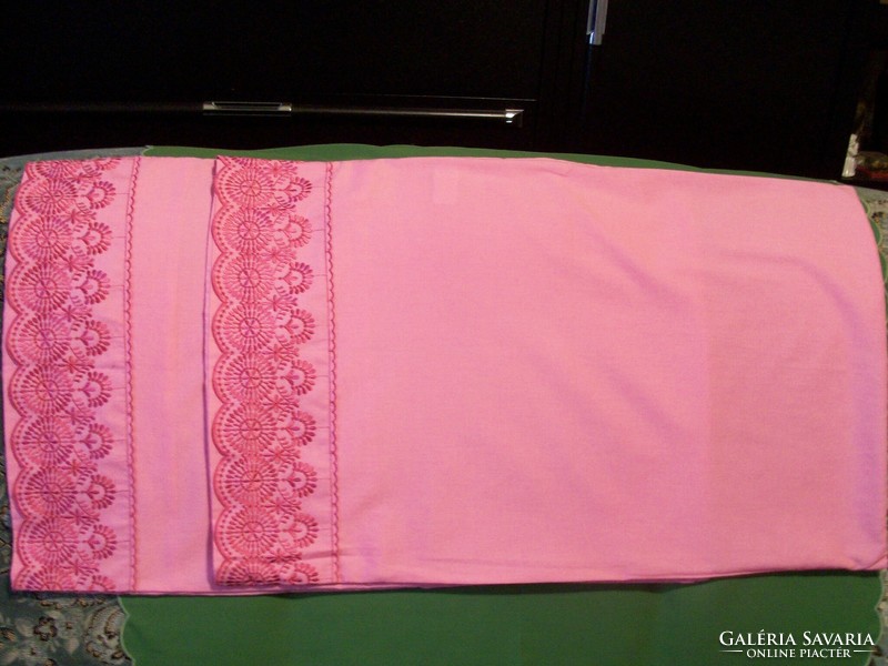 2 pcs. Pink embroidered large pillowcase