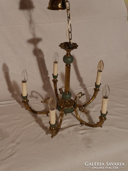 Neoempire five-arm copper chandelier, from the first half of the 20th century