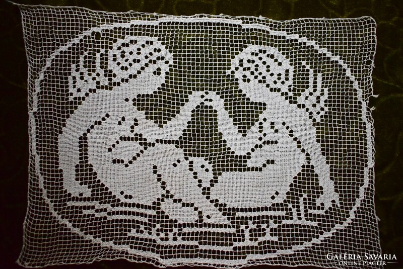 Lace lace angel putto pattern tablecloth curtain, decorative pillow, picture insert 23 x 16.5 cm filet