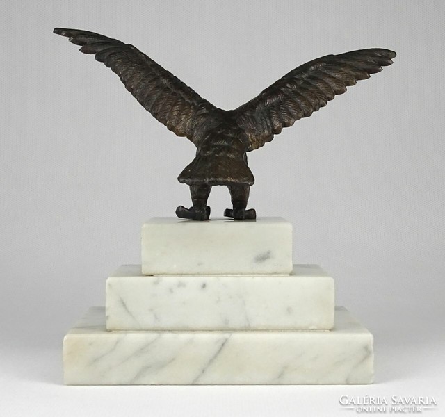 1M921 old bronze trianon turulbird on a marble plinth