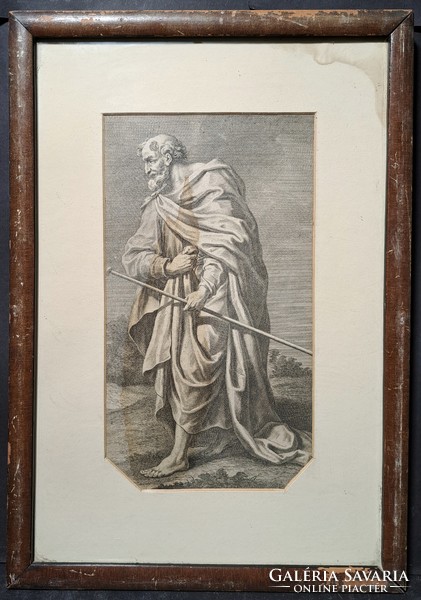 Antique rarity! 18th century etching - Saint Luke - Georg Martin Preisler (1700-1754)