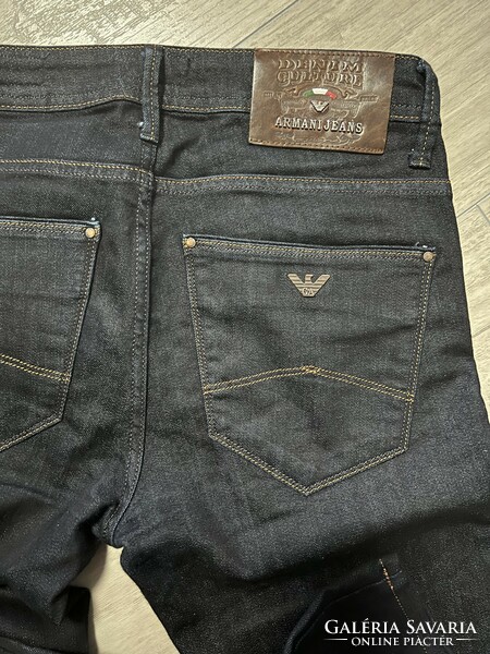 Armani jeans regular fit dark blue men's jeans with contrast stitching, brand new