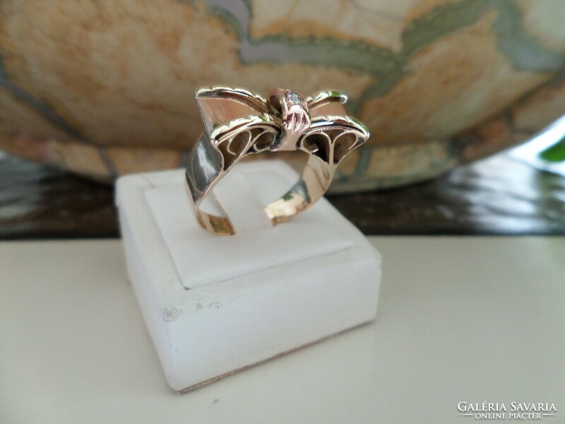 40s brilles art deco gold bow ring
