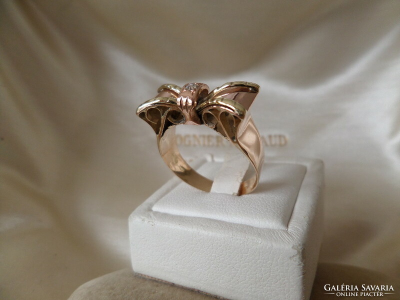 40s brilles art deco gold bow ring