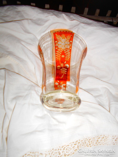 Bider style glass vase with polished decoration