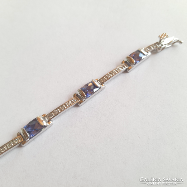 Old Hungarian silver bracelet with blue and white stones