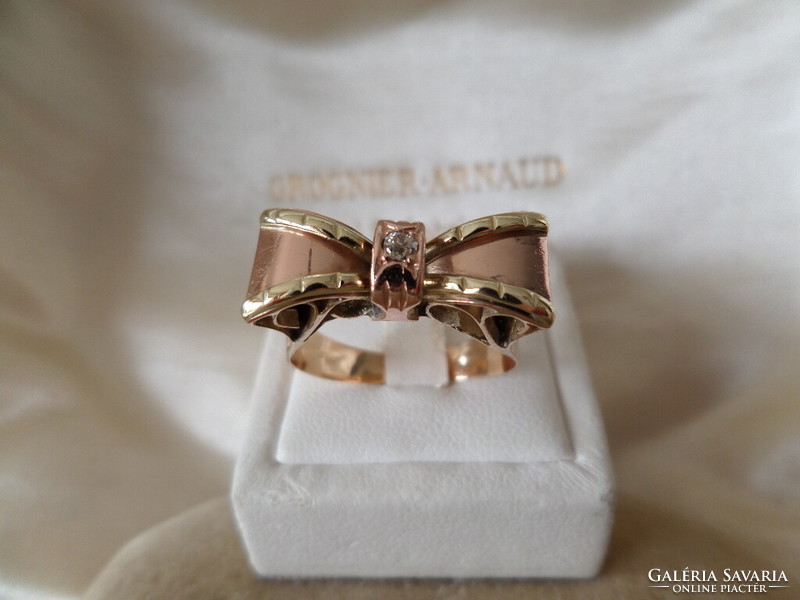 40s brilles art deco gold bow ring