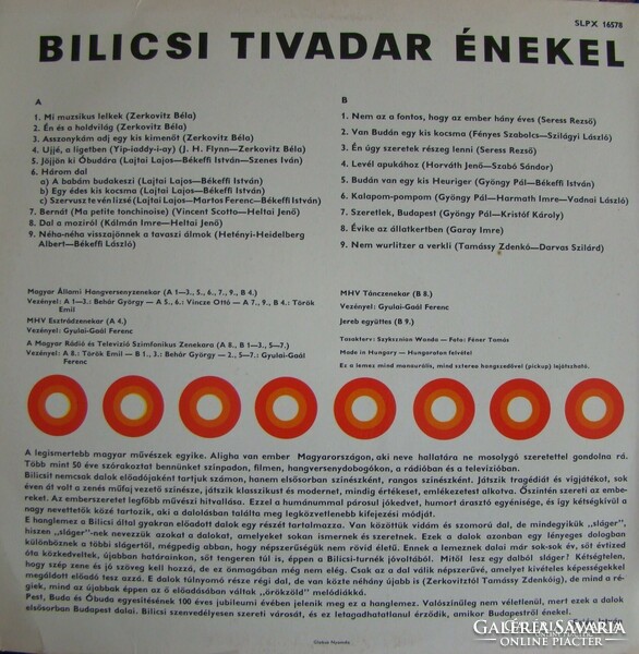 Bilicsi tivadar sings on vinyl record