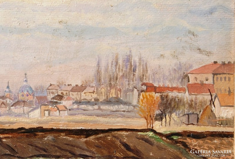 Sándor Ferenc Vanek (wanek): Szeged on the circular embankment, 1940 - oil on canvas painting, framed