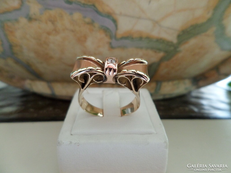 40s brilles art deco gold bow ring