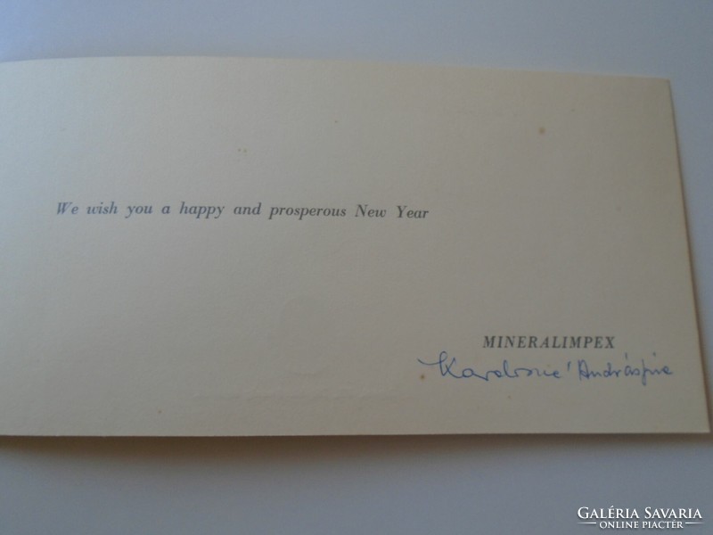 Za442.5 Steel engraving - mineralimpex Budapest New Year's greeting 1970's signature