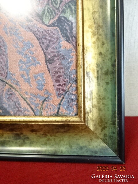 Picture sewn on canvas, pheasant couple, size 47 x 47 cm. Jokai.