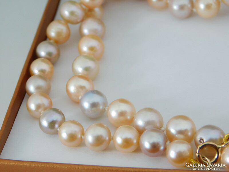 14 K gold multicolored pearl necklace