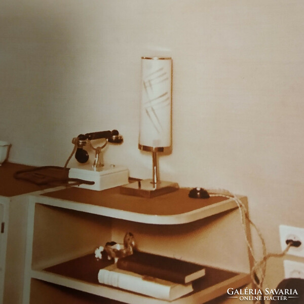 Bauhaus - Art deco réz asztali csőlámpa felújítva - tejüveg csőbúra