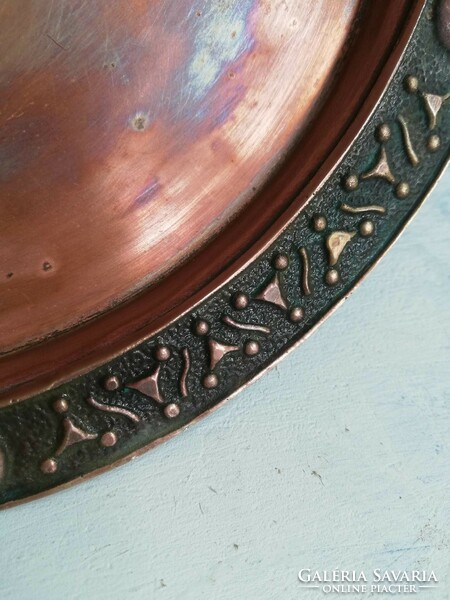 Decorative red copper circle tray