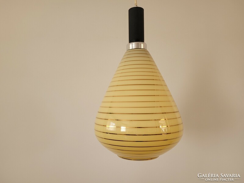 Retro gold striped ceiling glass lamp mid century chandelier