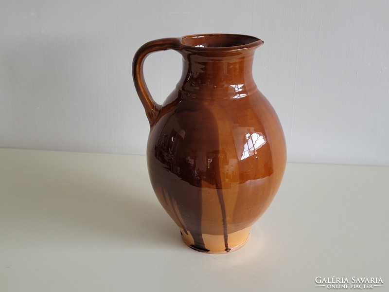 Retro 1980 tessler ella craftsman old clay glazed ceramic tile jug with handle folk jug