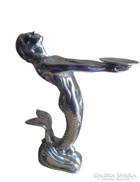 Mermaid statue with chrome coating