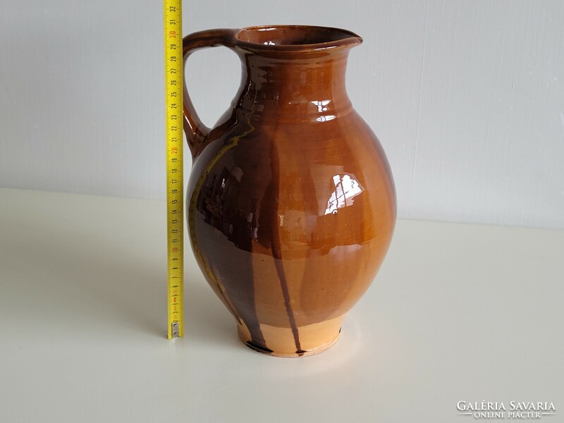 Retro 1980 tessler ella craftsman old clay glazed ceramic tile jug with handle folk jug