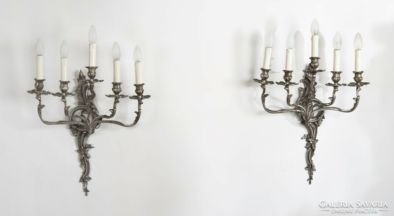 Silver-plated wall arm in a pair - with stylized tendril decoration
