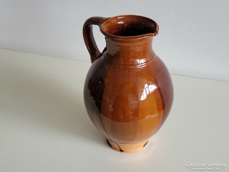 Retro 1980 tessler ella craftsman old clay glazed ceramic tile jug with handle folk jug