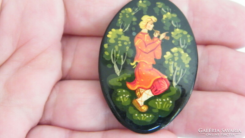 Hand painted old Russian brooch