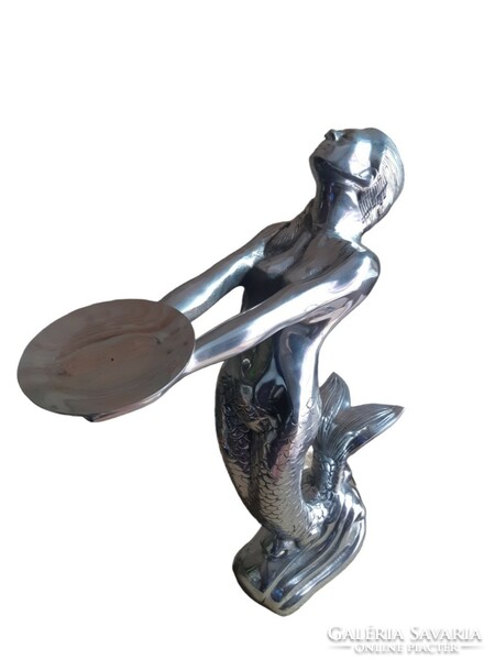 Mermaid statue with chrome coating