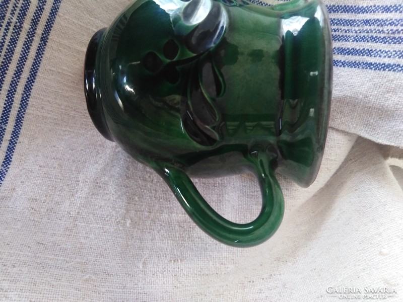 Picur kerámia kancsó - zöld mázas / kézműves