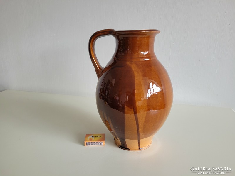 Retro 1980 tessler ella craftsman old clay glazed ceramic tile jug with handle folk jug