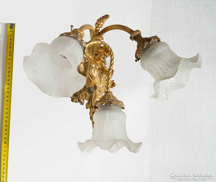 Pair of gilded bronze wall arms - with an angel figure