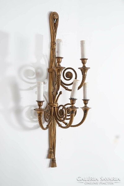 Aranyozott bronz szecesszió stílusú falikar - 5 karos