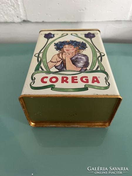 Art Nouveau metal corega female portrait box, coffee box
