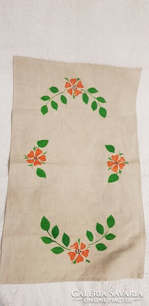 Painted linen small tablecloth