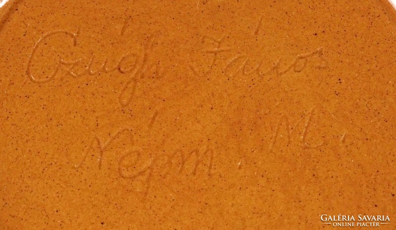 1M876 Kézzel festett mázas kerámia fali dísztányér trió ~23 cm