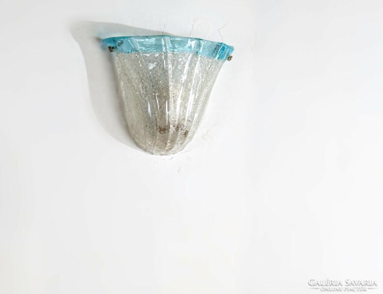 Murano glass wall arm - on a white background with a blue band