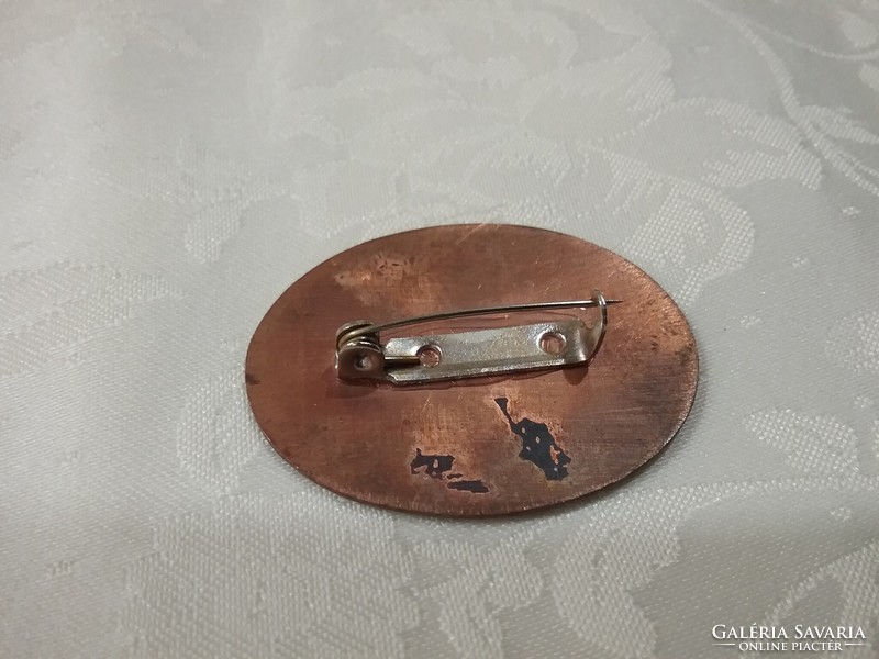 Old fire enamel brooch, pin