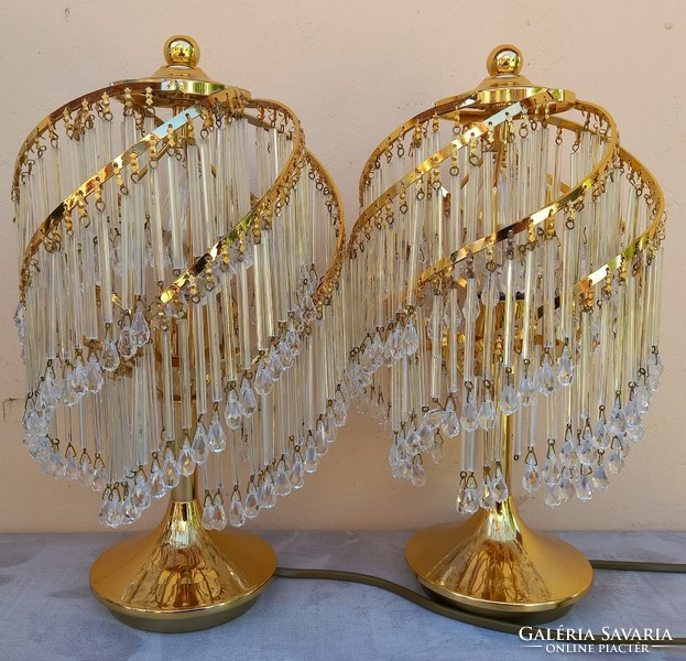 Glass crystal table lamp pair