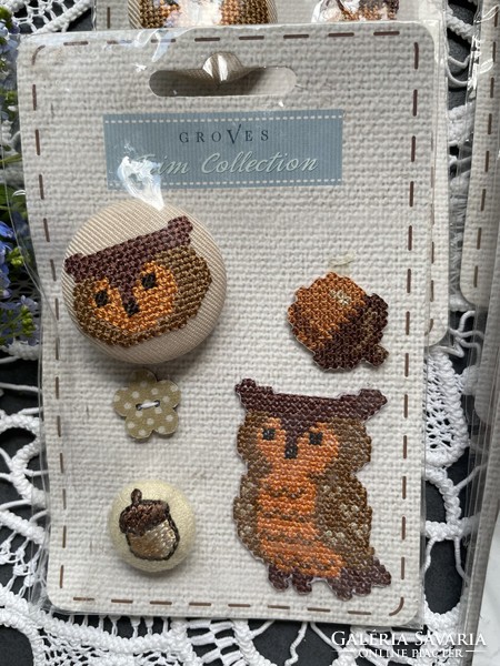 Owl decor button, sew-on, iron-on decorations