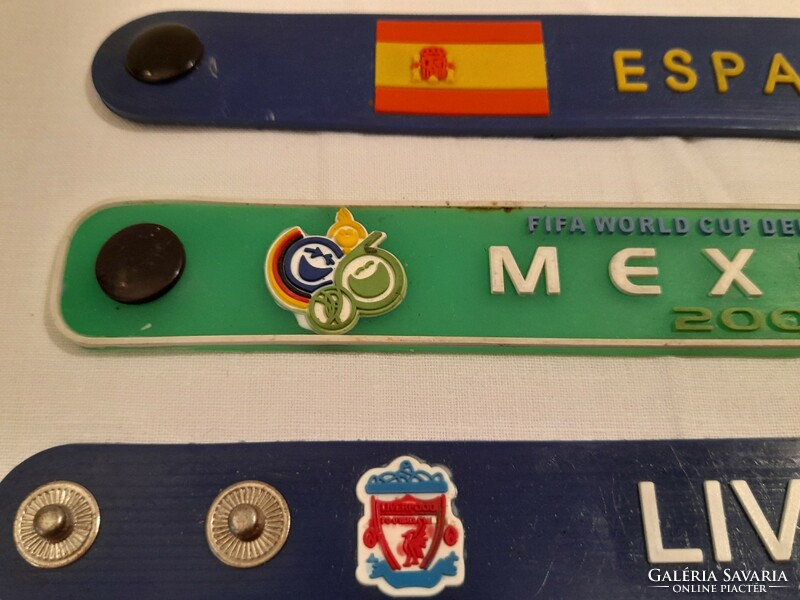 3 Pcs rubber fan bracelets soccer, liverpool, mexico, espana