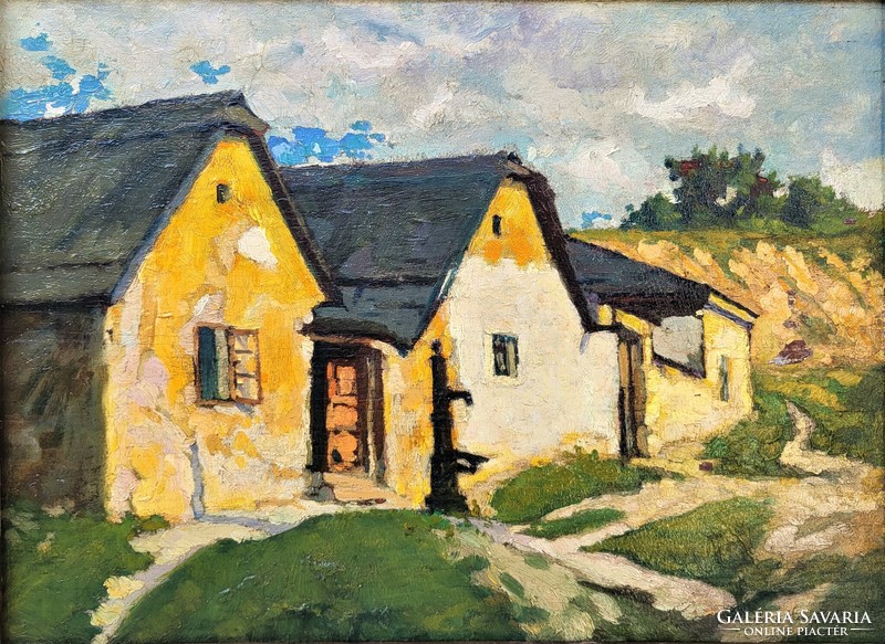 Kóbor Henrik (1885 - 1964) Tabáni részlet 1921 c. festménye Eredeti Garanciával!!