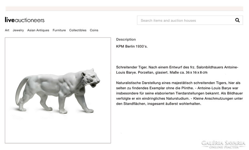 Art deco porcelain tiger - collector's item