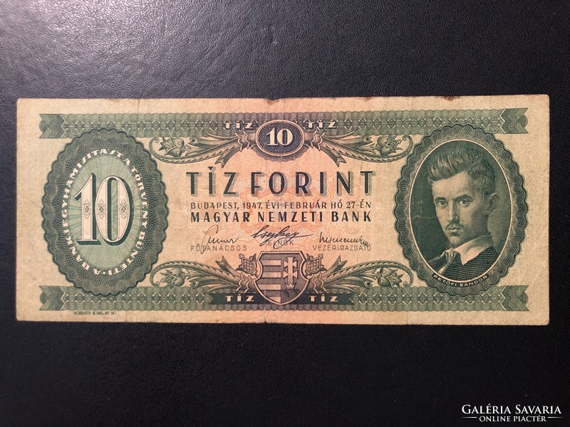 10 forint 1947. "F"!! SZÉP BANKJEGY!! RITKA!!