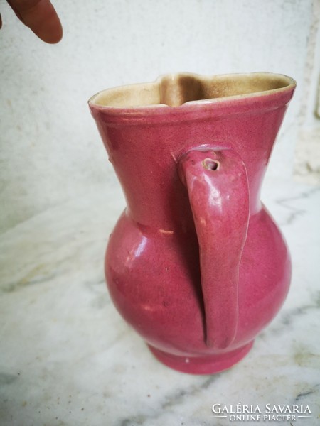 Action ! Antique Zsolnay ceramic jug pitcher pink series, 1800s. Also video. 19.5 cm!!