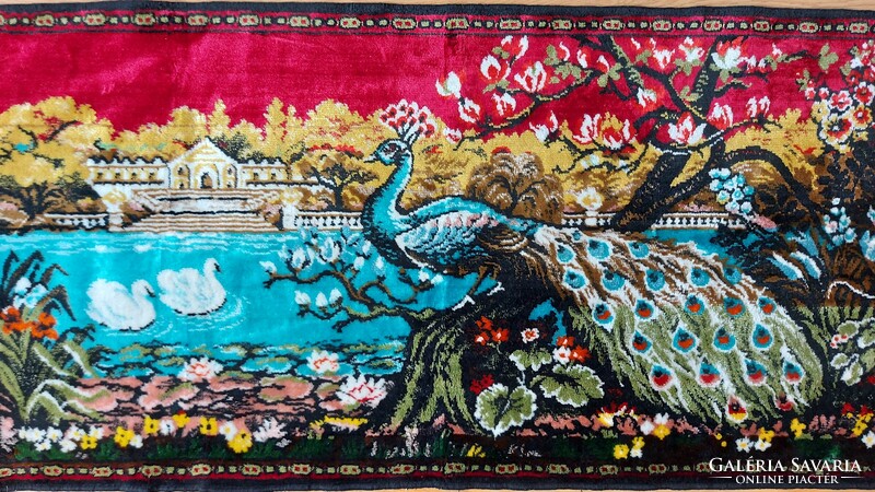Mokett carpet, tapestry, peacock, swan