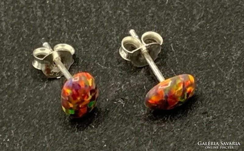 Opal gemstone/sterling silver earrings, 925 - new