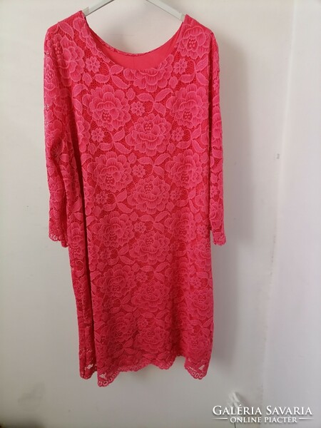 They are more beautiful than me plus size elegant casual delicate Italian lace dress coral 46 48 110-115 bust 96 length